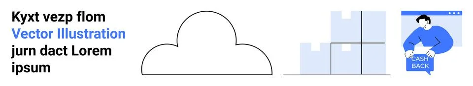 Cloud Outline, Grid Cells, and Professional with Document in Blue Modern Desi Stock Illustration