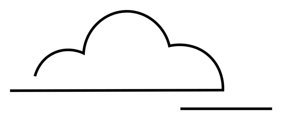 Cloud Outline with Horizontal Lines Representing Ground and Sky Illustrazione stock