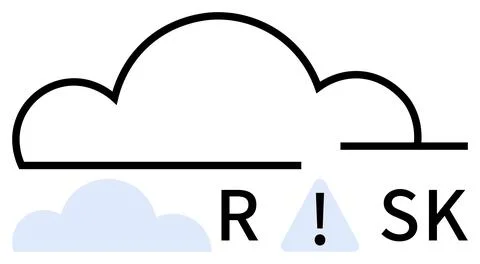 Cloud outline with light blue cloud shape underneath and the word RISK, repla Stock Illustration