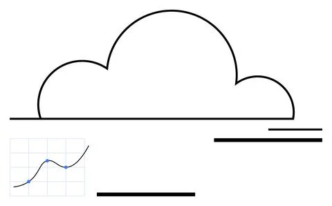 Cloud outline with lines and a graph insert conveying technology, data analys Stock Illustration