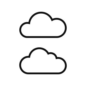 Cloud Outline Style Icons Vector Illustration Stock Illustration