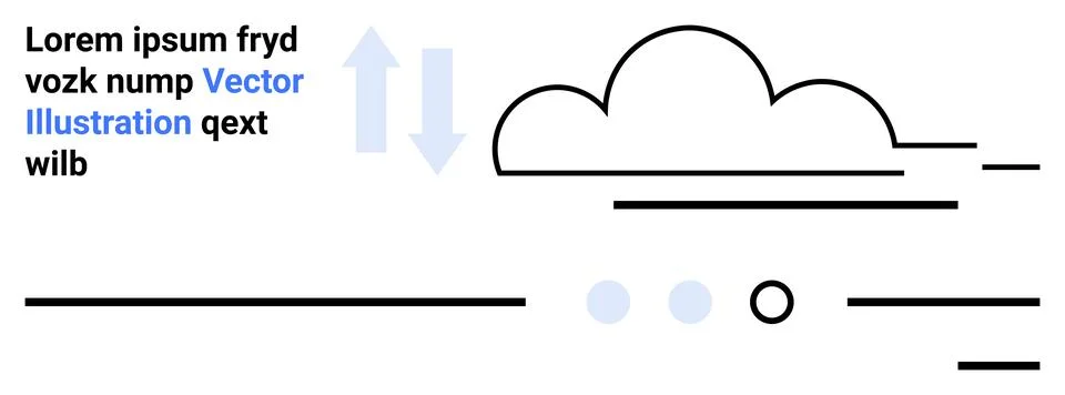 Cloud Outline with Text, Arrows, and Lines Representing Data Flow and Commu.. Illustrazione stock