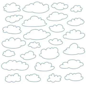 Cloud outlines set of cute simple shapes Stock Illustration