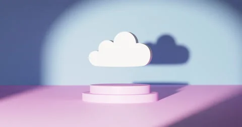 Cloud over blue and pink background, 3d rendering animation reveal Stock Footage 219300529