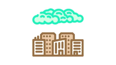 Cloud over city chemical pollution color icon animation Stock Footage 327256549