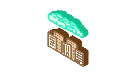 Cloud over city chemical pollution isometric icon animation Stock Footage 327275514