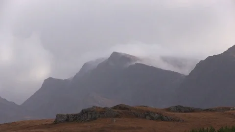Cloud Over the Letterewe Forest Mountains, NW Scotland Video stock 114889229