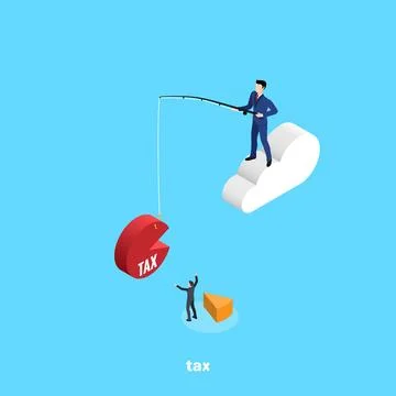 Cloud over a man in a business suit and taking tax, isometric image Stock Illustration