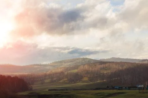The cloud over the mountain range. Stock Photos