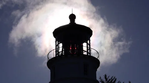 Cloud Over Umpqua River Lighthouse Stock Footage 37773731