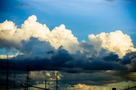 Cloud overcast sky background , black cloudy Stock Photos