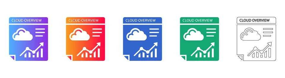 Cloud Overview Report Icons Illustration