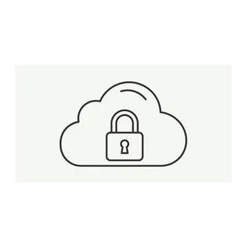Cloud with padlock icon - cloud security and data protection Stock Illustration