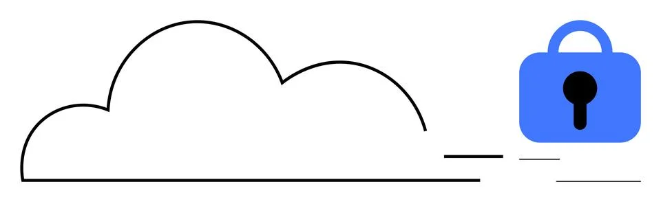 Cloud with Padlock Icon Illustrating Cloud Security and Data Protection Stock Illustration