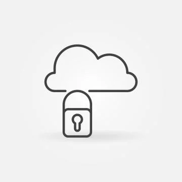 Cloud with Padlock line icon. Vector Cloud Storage with lock sign イラスト素材