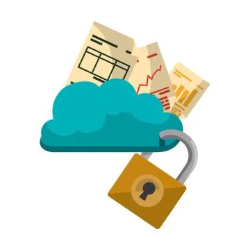 Cloud padlock security documents 스톡 일러스트