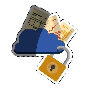 Cloud padlock security documents 库存插图