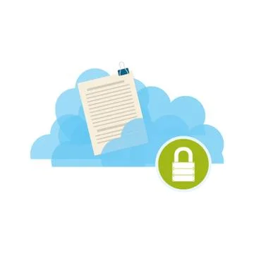 Cloud padlock security documents 库存插图