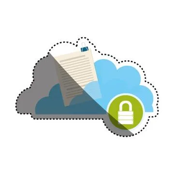 Cloud padlock security documents Stock Illustration