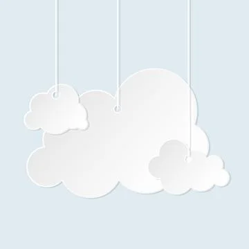 Cloud paper cut weather white info banner flat set Stock Illustration
