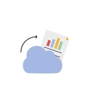 Cloud with paper document file flat style Stock Illustration