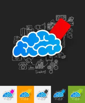 Cloud paper sticker with hand drawn elements イラスト素材