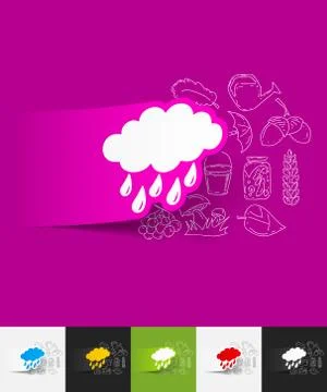 Cloud paper sticker with hand drawn elements Illustrazione stock