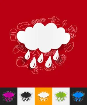 Cloud paper sticker with hand drawn elements Stock Illustration