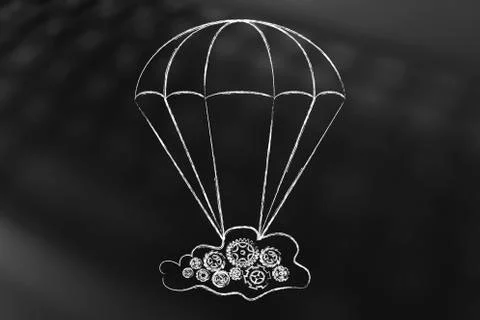 Cloud on parachute, back-up and protect your data Illustrazione stock