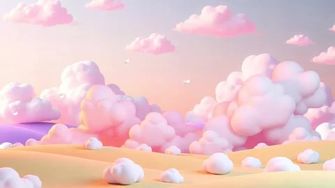 Cloud Paradise: A Whimsical Journey Through Rolling Clouds and Sandscapes! Stock Footage 308846995