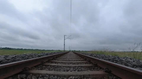 Cloud passing over the train line Stock Footage 316203714