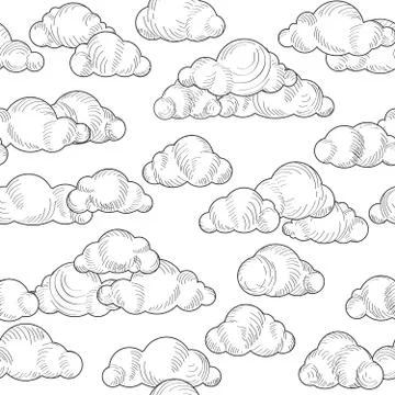Cloud pattern. Cloudy sky seamless background Stock Illustration
