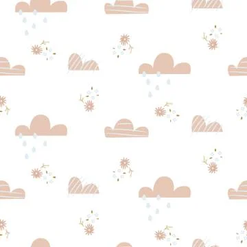 Cloud pattern. Cute sky seamless vector background for kid textile print. Illustrazione stock