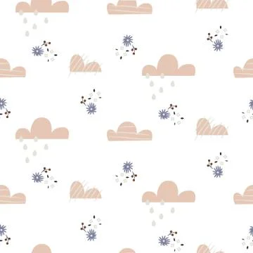 Cloud pattern. Cute sky seamless vector background for kid textile print. Illustrazione stock