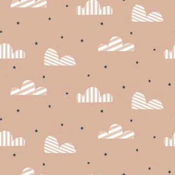 Cloud pattern. Cute sky seamless vector background for kid textile print. 스톡 일러스트