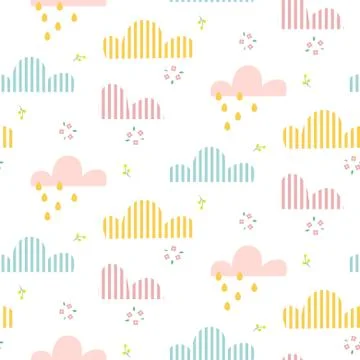 Cloud pattern. Cute sky seamless vector background for kid textile print. Stock Illustration