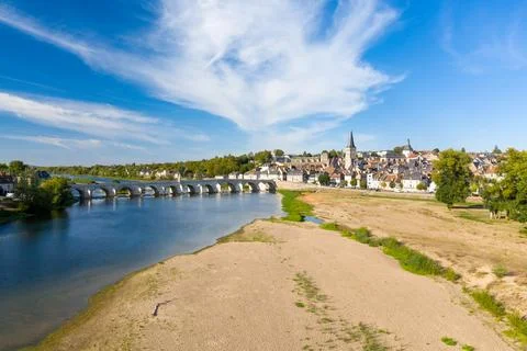Cloud patterns above La Charite sur Loire riverbank Stock Photos