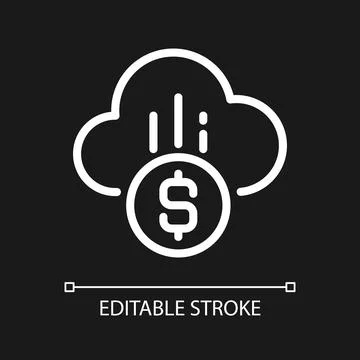Cloud payment pixel perfect white linear icon for dark theme Stock Illustration