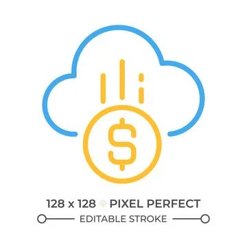 Cloud payment two color line icon Stock Illustration