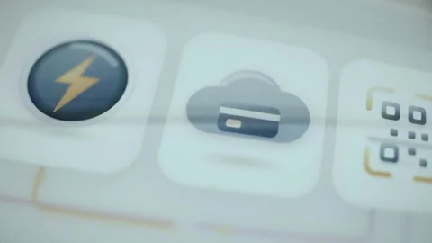 Cloud payments tile responds to touch selection Stock Footage 346595434