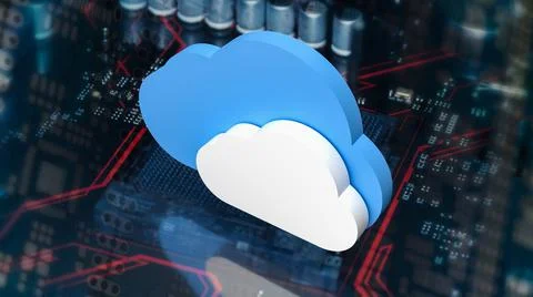 The cloud on pcb board for it or technology concept 3d rendering Foto stock