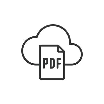 Cloud PDF, icon in line design. Cloud, PDF, document, storage, file, online Stock Illustration