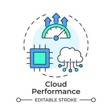 Cloud performance flat linear concept icon Stock Illustration