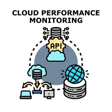Cloud performance monitoring data analysis evaluating networked services イラスト素材