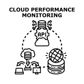 Cloud performance monitoring data analysis evaluating networked services Stock Illustration