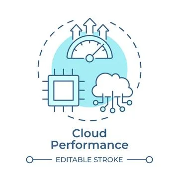 Cloud performance monochrome blue concept icon Stock Illustration