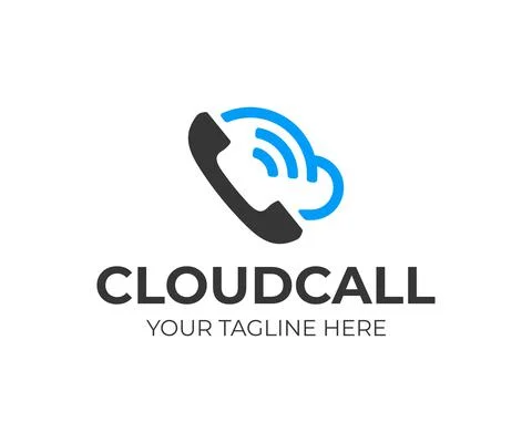 Cloud phone system logo design. Mobile cloud computing vector design Illustrazione stock