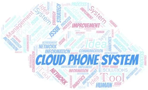 Cloud Phone System typography vector word cloud. Stock Illustration