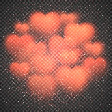 Cloud from pink blurred glowing soft hearts. Stock Illustration
