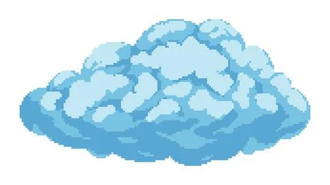 Cloud pixel art. Graphic element for video games in retro style. Stock Illustration